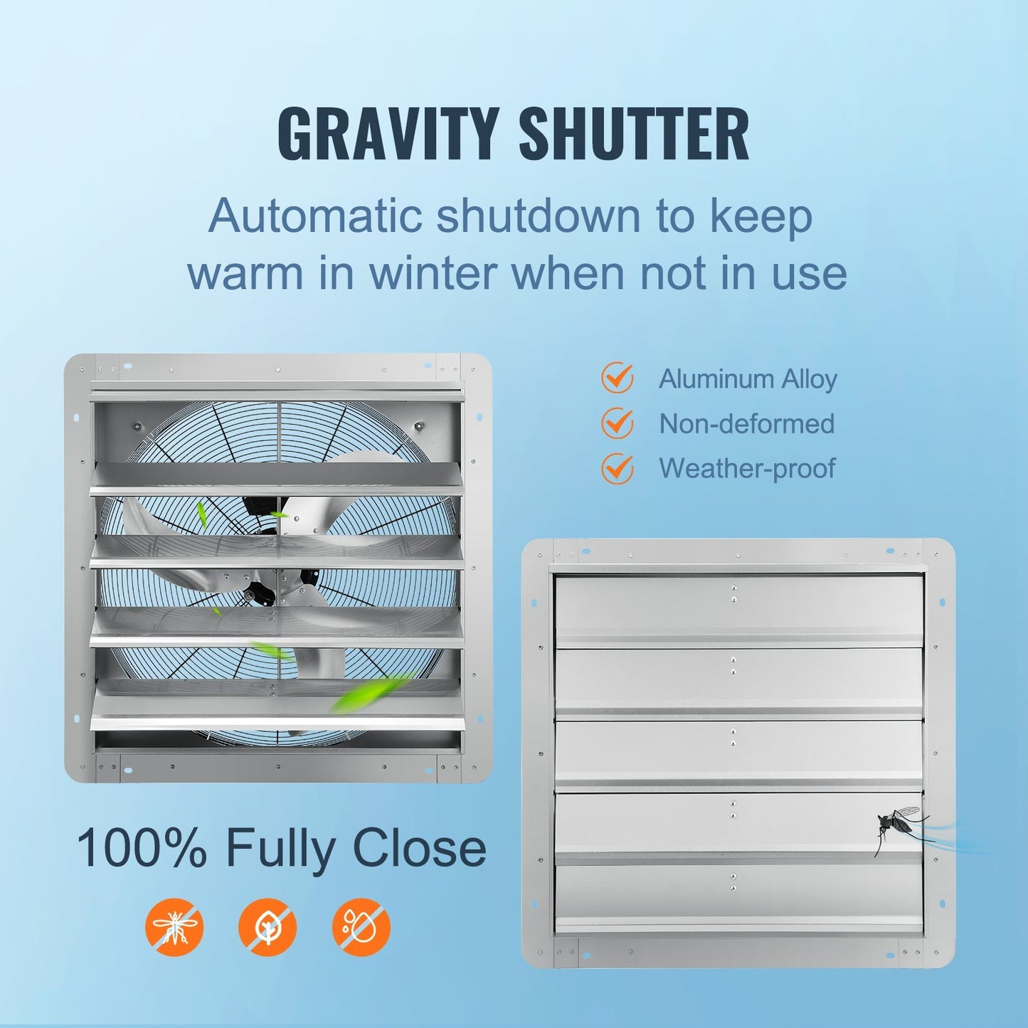 24 Shutter Exhaust Fan, High-speed 3320 CFM, Aluminum Wall Mount Attic Fan With AC-motor, Ventilation And Cooling For Greenhouses, Garages, Sheds, Shops, FCC