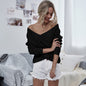 Ladies Knitted Long Sleeve V-neck Top
