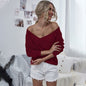 Ladies Knitted Long Sleeve V-neck Top