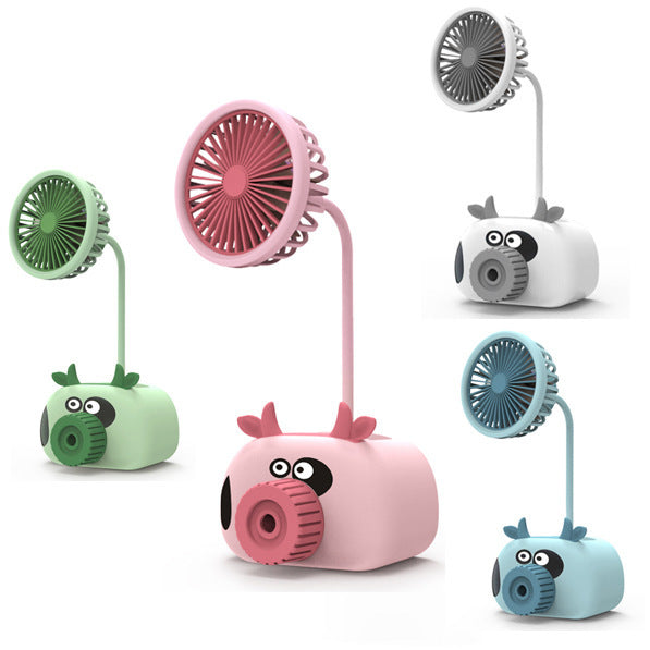 Portable Mini Fan Cartoon Piggy Bear USB Powered Table Fan Desktop Fan Cute Desktop Cooling Fan for Home Office Air Cooling Fan