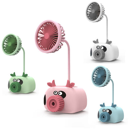 Portable Mini Fan Cartoon Piggy Bear USB Powered Table Fan Desktop Fan Cute Desktop Cooling Fan for Home Office Air Cooling Fan