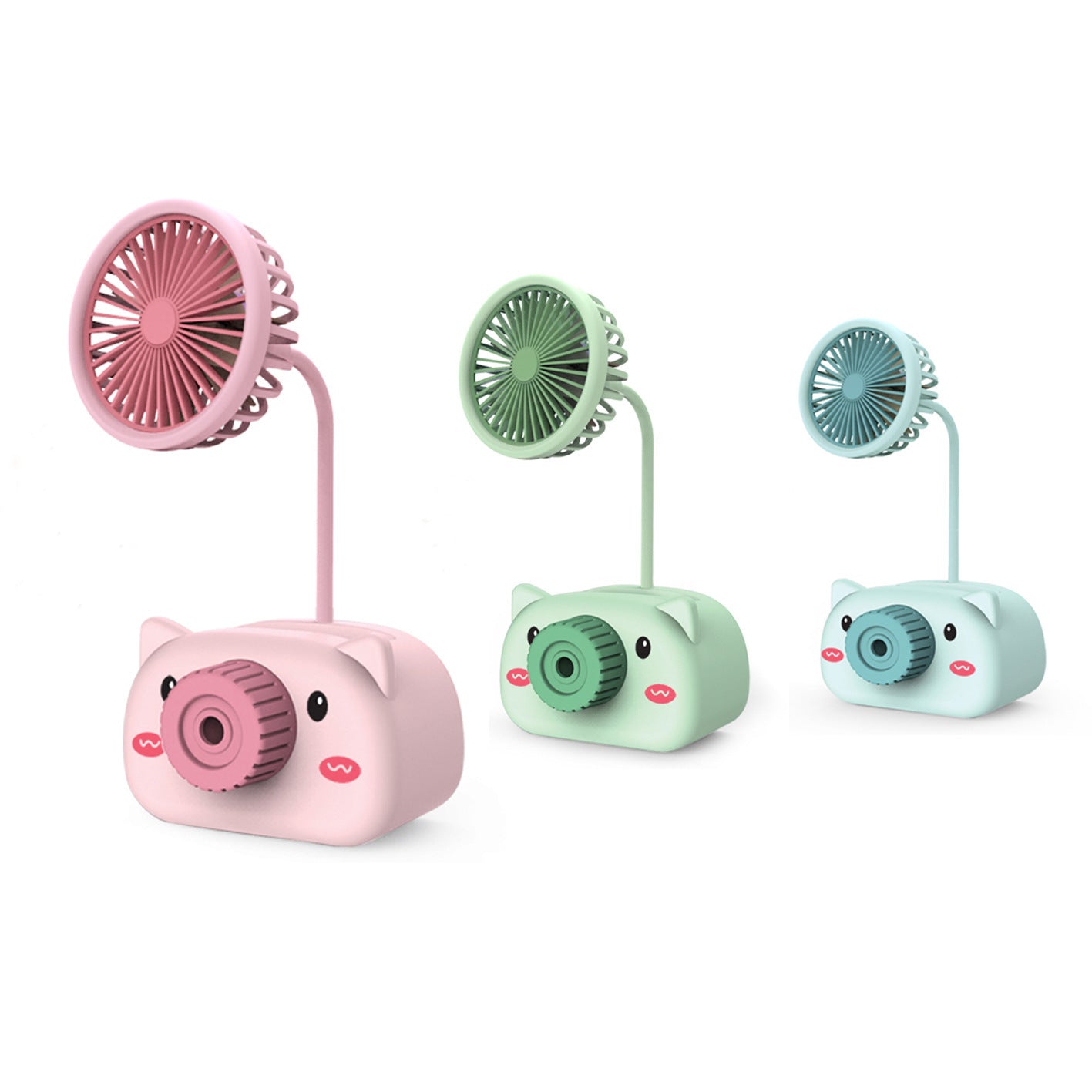 Portable Mini Fan Cartoon Piggy Bear USB Powered Table Fan Desktop Fan Cute Desktop Cooling Fan for Home Office Air Cooling Fan