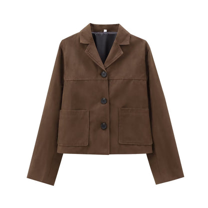 Retro Old Money Style Suede Short Jacket Women