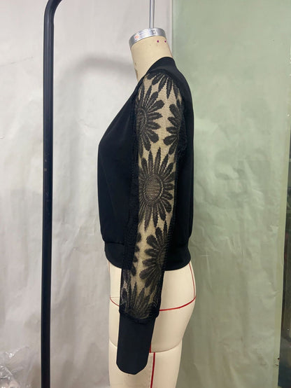 Women's Casual Jacket Black Fashion Long Sleeve