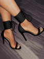 long-term stock women's sandals snakeskin pattern high heels open-toe lace-up women's shoes