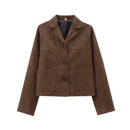 Retro Old Money Style Suede Short Jacket Women
