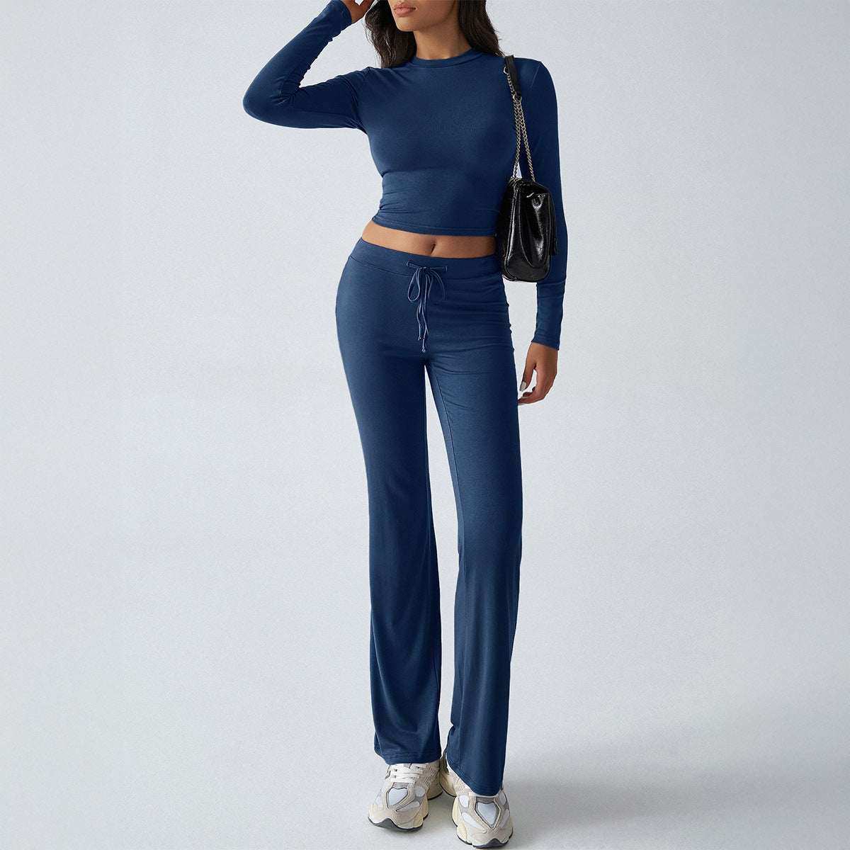 T-shirt Solid Color Trousers Suit Women's Clothing