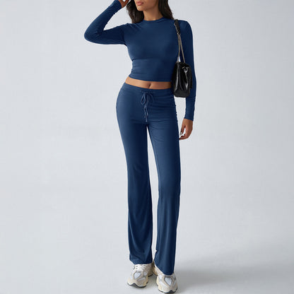 T-shirt Solid Color Trousers Suit Women's Clothing