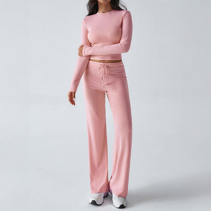T-shirt Solid Color Trousers Suit Women's Clothing