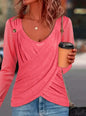 A Solid-colored Long-sleeved Top For Ladies