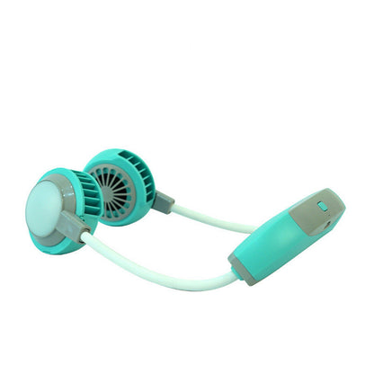 Leafless running cooling hanging neck fan