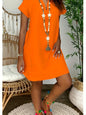 Women's Loose Short-sleeved V-neck Solid Color Fashion Casual Dress