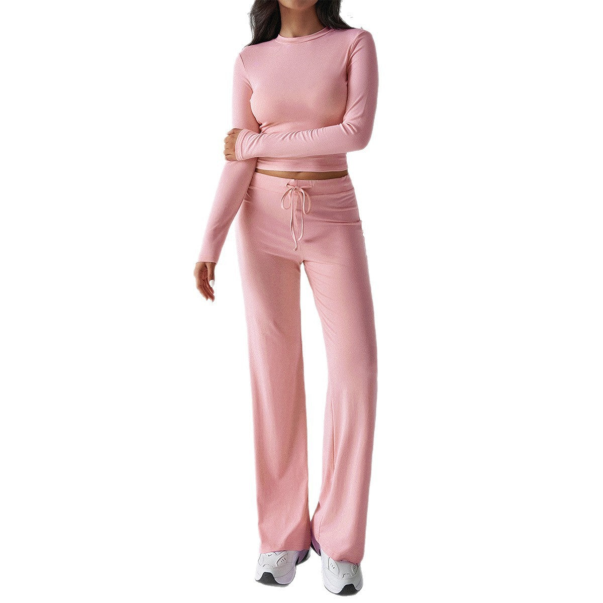 T-shirt Solid Color Trousers Suit Women's Clothing