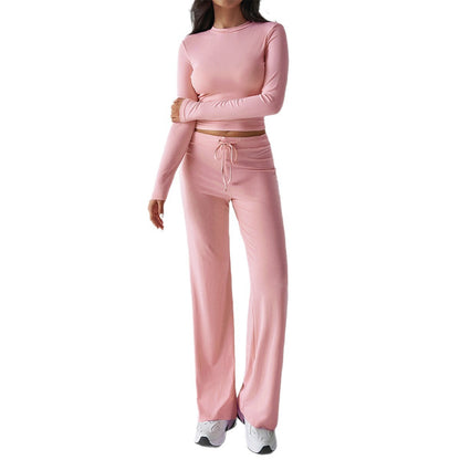 T-shirt Solid Color Trousers Suit Women's Clothing