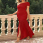 New Women's Solid Color Slim-fit Oblique Shoulder Dress
