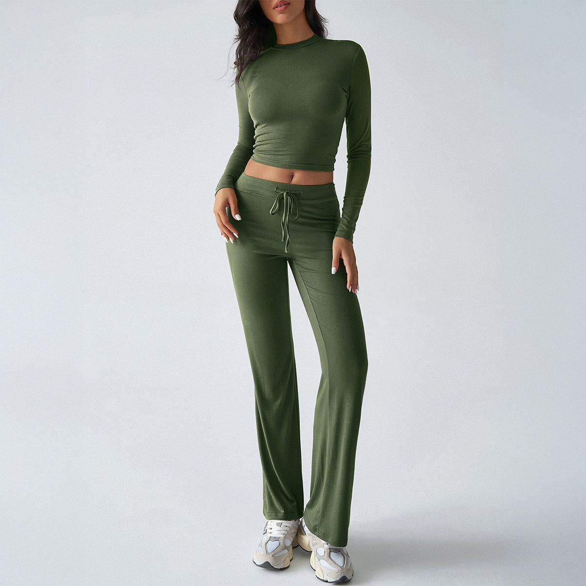 T-shirt Solid Color Trousers Suit Women's Clothing
