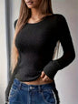 A Solid-colored Long-sleeved Top For Ladies