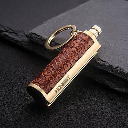 Creative Metal Keychain Lighter Wild Fire Ten Thousand Times Use Kerosene Lighters Gifts For Men
